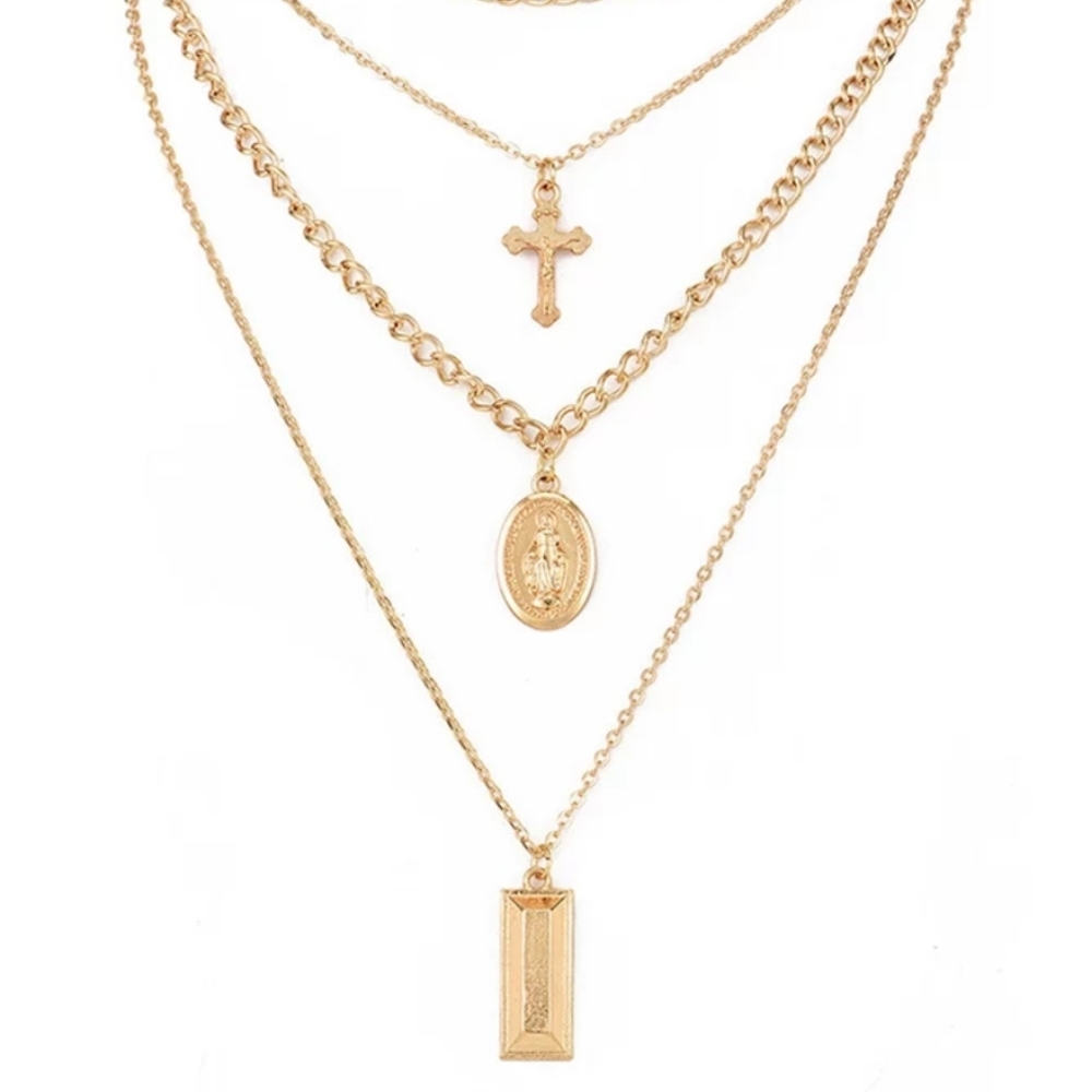 ◇Buffy◇ Layered Gold Pendant Cross Necklace - Picture 4 of 6